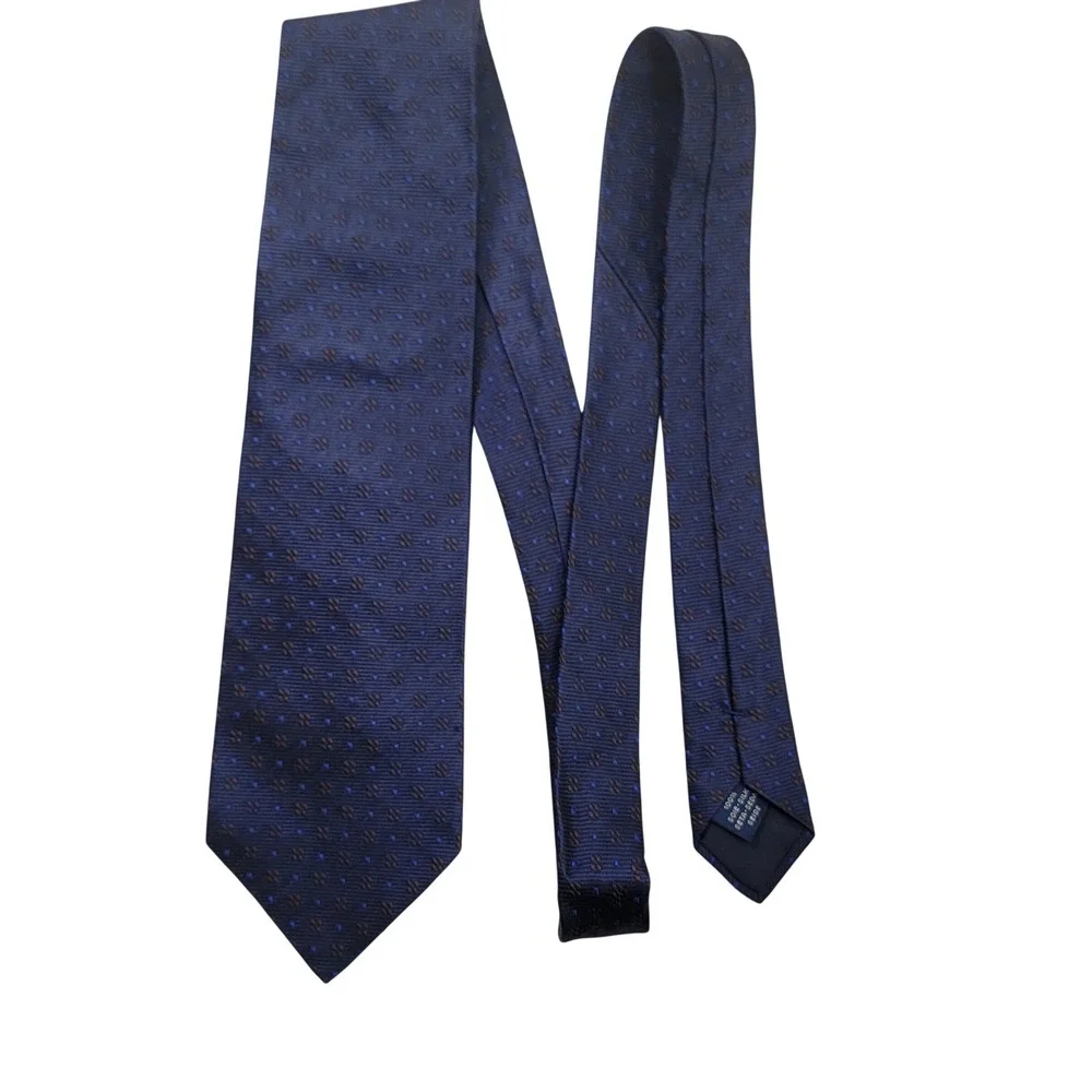 Breuer Navy Silk Pin Dot Foulard Repp Tie Handmade in France 4